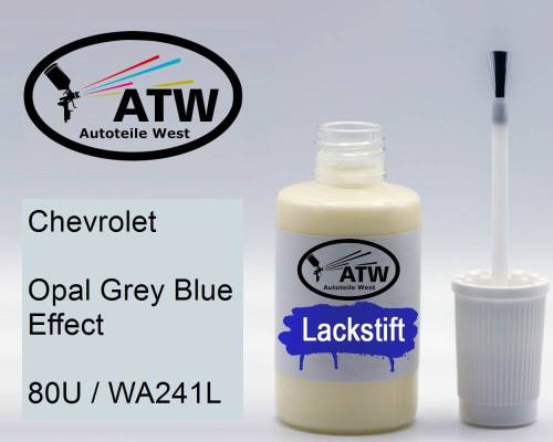 Chevrolet, Opal Grey Blue Effect, 80U / WA241L: 20ml Lackstift, von ATW Autoteile West.